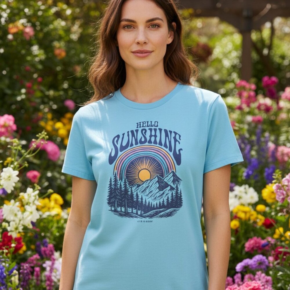 Life is Good Mountains Sun Women's Crusher Crew Tee Shirt